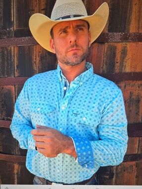 Drover Cowboy Threads 3xl Light Blue Printed Western Button-Down Shirt